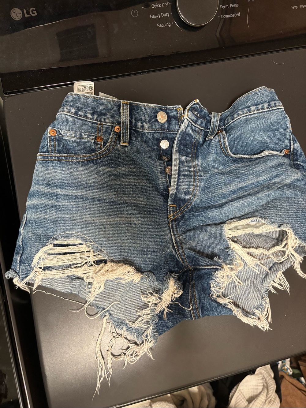Levi's Distressed High-Rise Blue Denim Cutoff Shorts